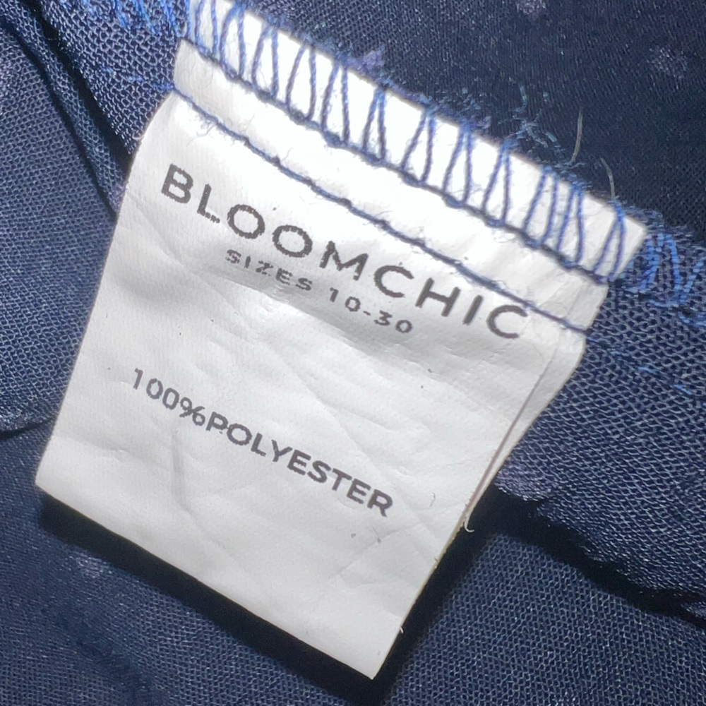 BLOOMCHIC | NWOT BLUE FLUTTER SLEEVE EMBROIDERED BLOUSE - Picture 7 of 8